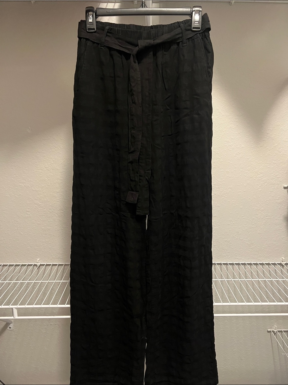 Disturbia Tate Tonal Stripe Wide Leg Trousers - Goth Tie Waist Pants - EUC Size